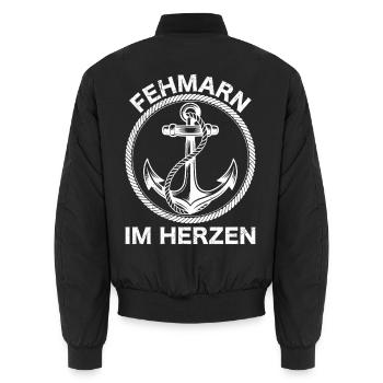 Ostsee FEHMARN IM HERZEN Fehmarn Souvenier - Unisex Bomberjacke - Schwarz - Hinten - AI Model Male 185 light (185cm)