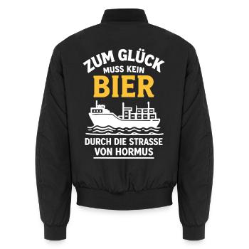 Bier Spruch Schiff  Strasse von Hormus - Unisex Bomberjacke - Schwarz - Hinten - AI Model Male 185 light (185cm)