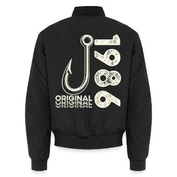 40. Geburtstag Geschenk Angler Angeln Mann 1986 - Unisex Bomberjacke - Schwarz - Hinten - AI Model Male 185 light (185cm)