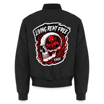 Mietfrei leben, Skull Flame - Unisex Bomberjacke - Schwarz - Hinten - AI Model Male 185 light (185cm)