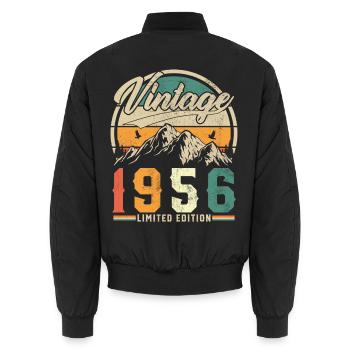 1956 Vintage Retro Birthday Gift - Unisex Bomber Jacket - black - Back - AI Model Male 185 light (185cm)