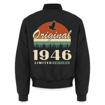 1946 Vintage Retro Geburtstagsgeschenk - Unisex Bomberjacke - Schwarz - Hinten - AI Model Male 185 light (185cm)