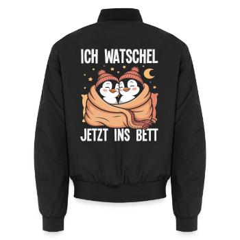 Ich watschel jetzt ins Bett Pinguin - Unisex Bomberjacke - Schwarz - Hinten - AI Model Male 185 light (185cm)