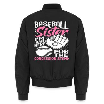 Baseball Sister n’est là que pour le goûter - Bomber unisexe - noir - Dos - AI Model Male 185 light (185cm)