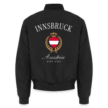 Innsbruck Österreich Wappen Krone – Reise Souvenir - Unisex Bomberjacke - Schwarz - Hinten - AI Model Male 185 light (185cm)