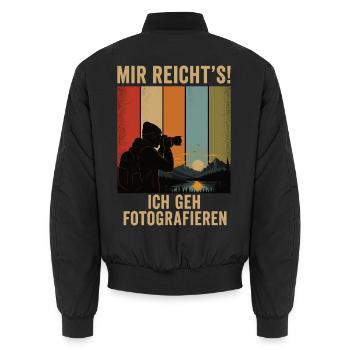 Mir reicht's Ich geh fotografieren Retro Fotograf - Unisex Bomberjacke - Schwarz - Hinten - AI Model Male 185 light (185cm)