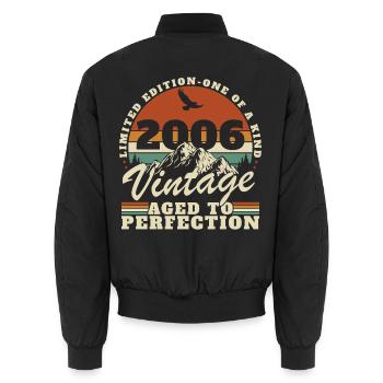 2006 Vintage Retro Birthday Gift - Unisex Bomber Jacket - black - Back - AI Model Male 185 light (185cm)