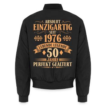 Einzigartig seit 1976 - 50. Geburtstag Vintage - Unisex Bomberjacke - Schwarz - Hinten - AI Model Male 185 light (185cm)