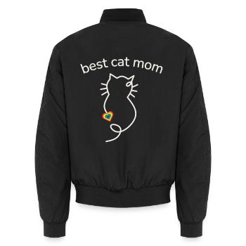 Best Cat Mom Regenbogenfarben Herz minimalistisch - Unisex Bomberjacke - Schwarz - Hinten - AI Model Male 185 light (185cm)