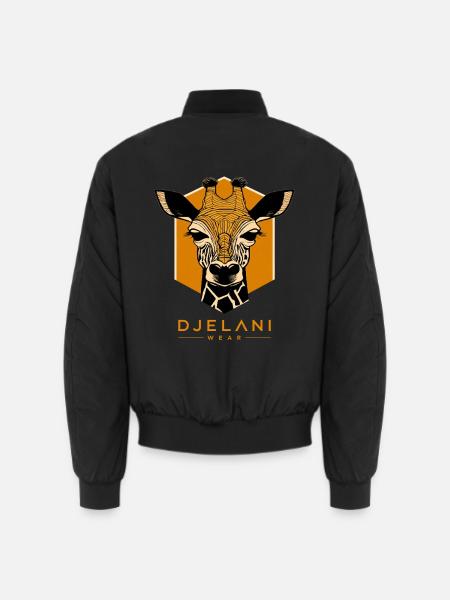 Geometric Giraffe in Ochre - Unisex Bomber Jacket - black