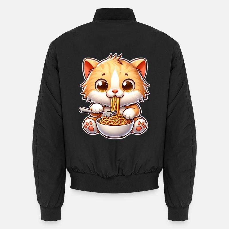 Pâtes spaghettis chaton - Bomber unisexe - noir