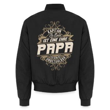 Kapitän Papa - Unisex Bomberjacke - Schwarz - Hinten - AI Model Male 185 light (185cm)