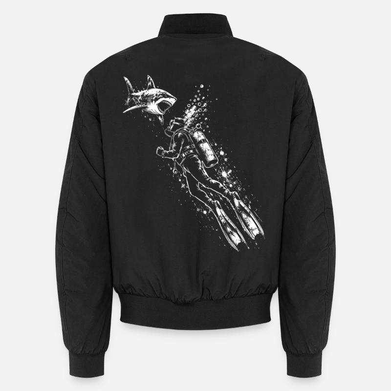 Diver Shark Underwater Shirt - Unisex Bomber Jacket - black