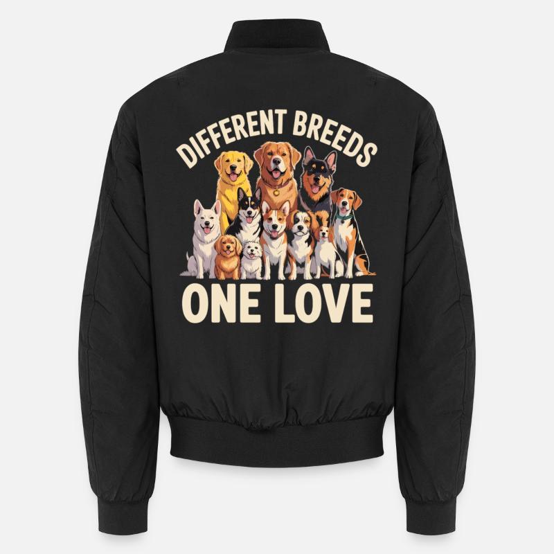 Different Breeds One Love Hunde Unisex Bomberjacke