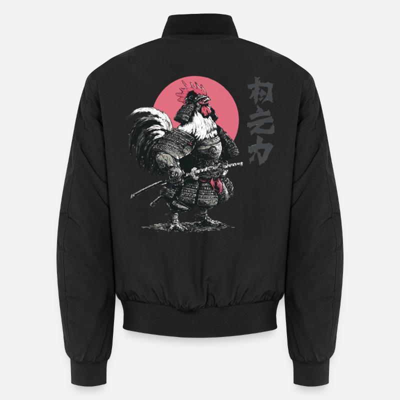 Hahn-Samurai-Rüstungsdruck - Unisex Bomberjacke - Schwarz