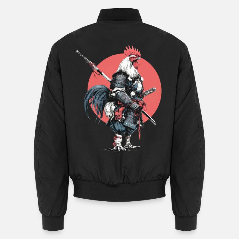 Hahn-Samurai in Rüstung Unisex Bomberjacke