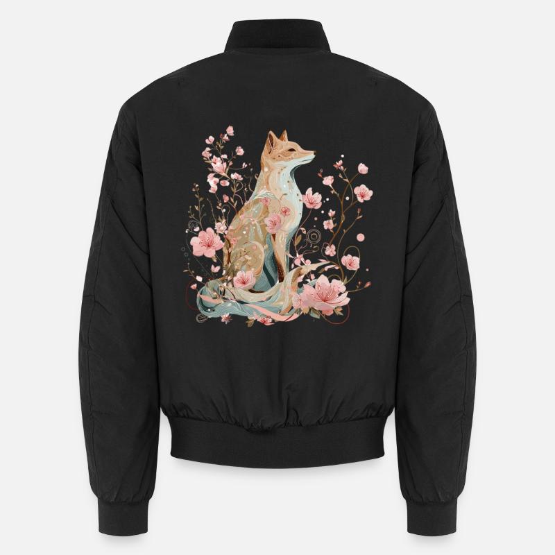Blütenfuchs - Frühling in Harmonie - Unisex Bomberjacke - Schwarz