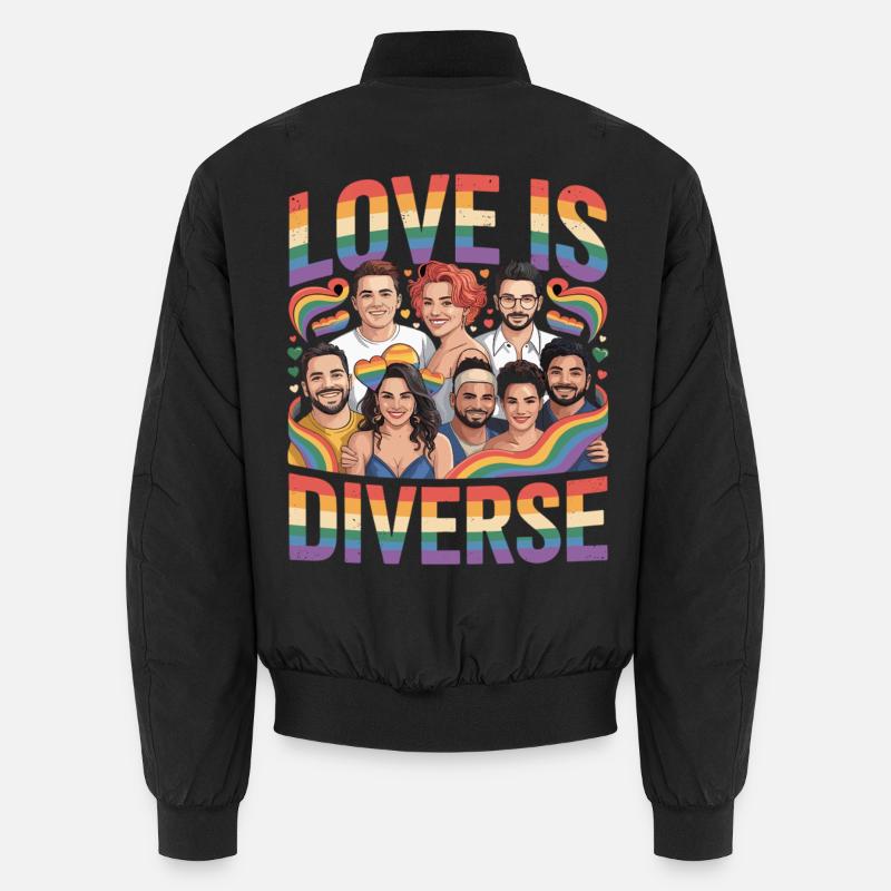 Love Is Diverse Pride Rainbow - Unisex Bomber Jacket - black