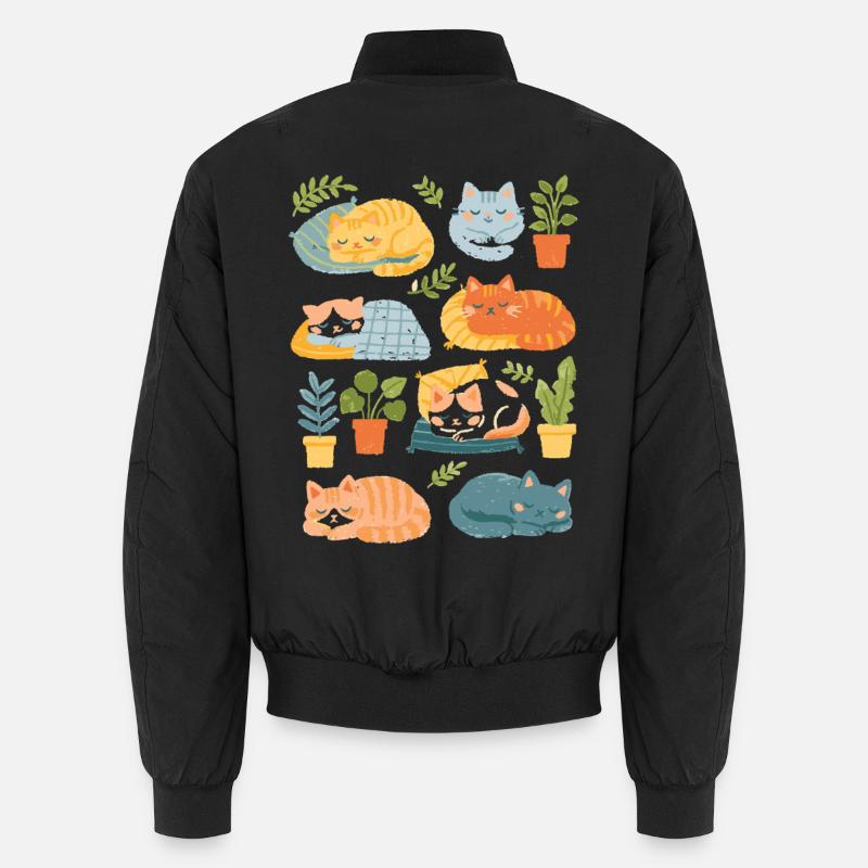 Sleeping cats and houseplants Unisex Bomber Jacket