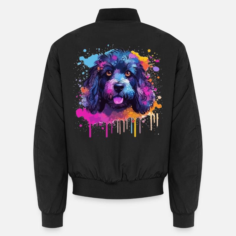 Pudel Splash Art Dog Bunt - Unisex Bomberjacke - Schwarz