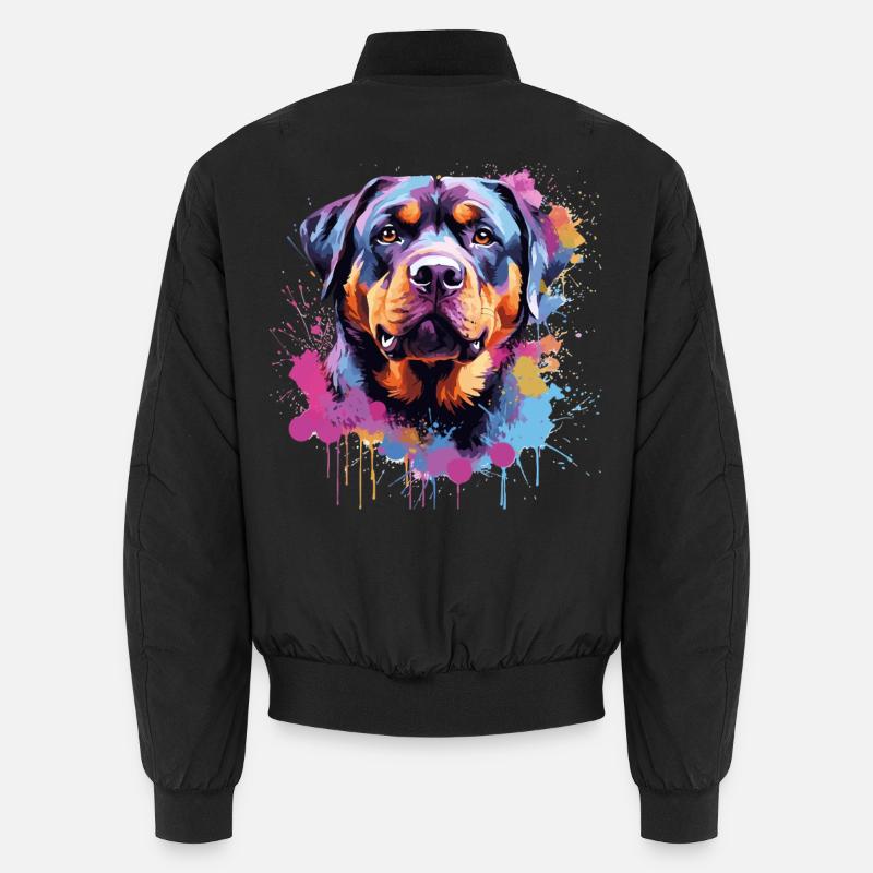 Rottweiler Bunker Splash Art Hund - Unisex Bomberjacke - Schwarz