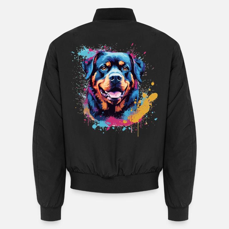 Rottweiler Hund Bunte Splash Art Unisex Bomberjacke