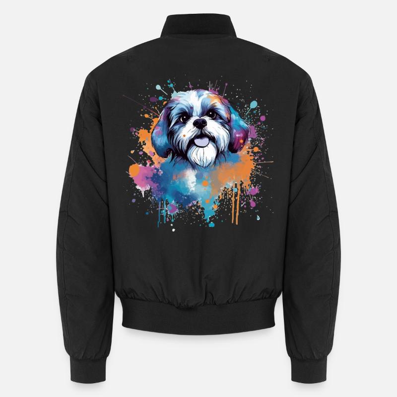 Vibrant Pup Splash Shih Tzu Unisex Bomber Jacket