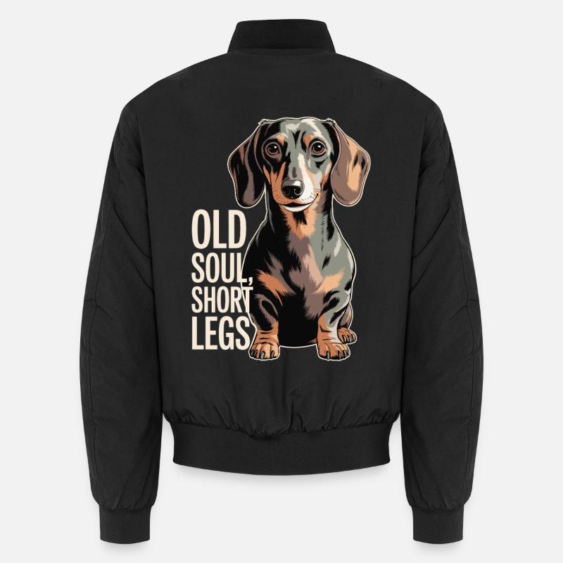 Old Soul Dachshund - Unisex Bomber Jacket - black