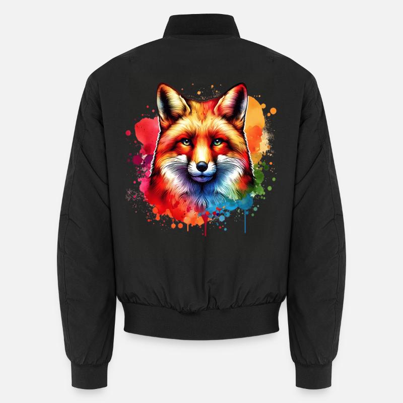 Red Fox Fox Motif - Unisex Bomber Jacket - black