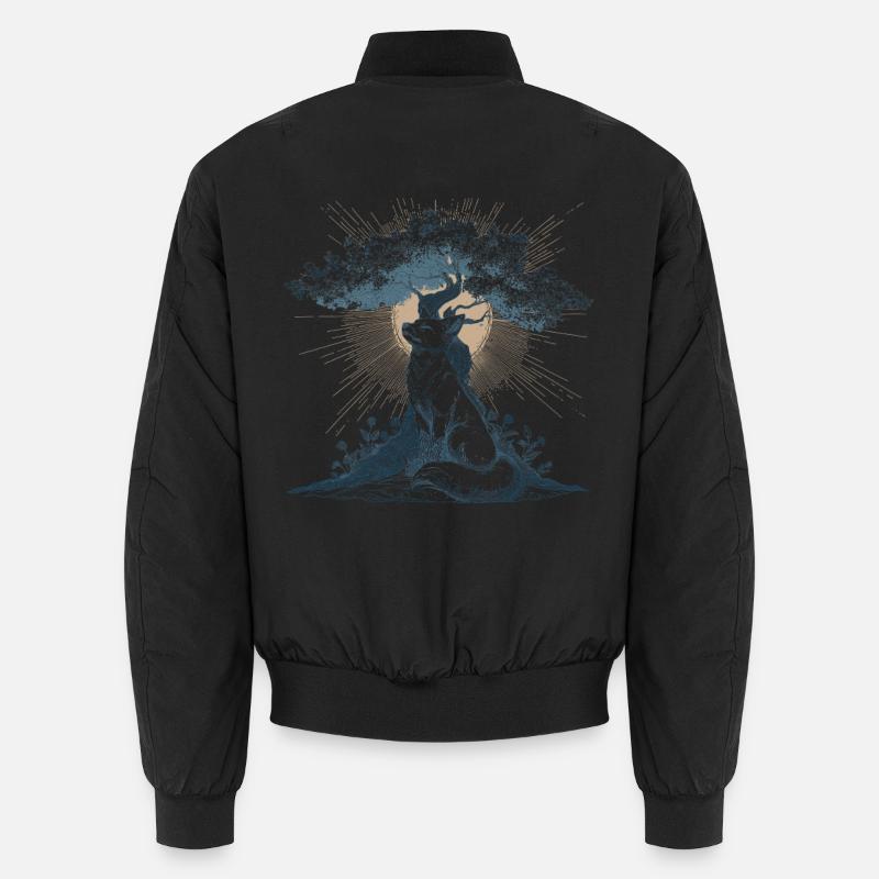 Mystischer Fuchs - Erleuchteter Bonsai - Unisex Bomberjacke - Schwarz
