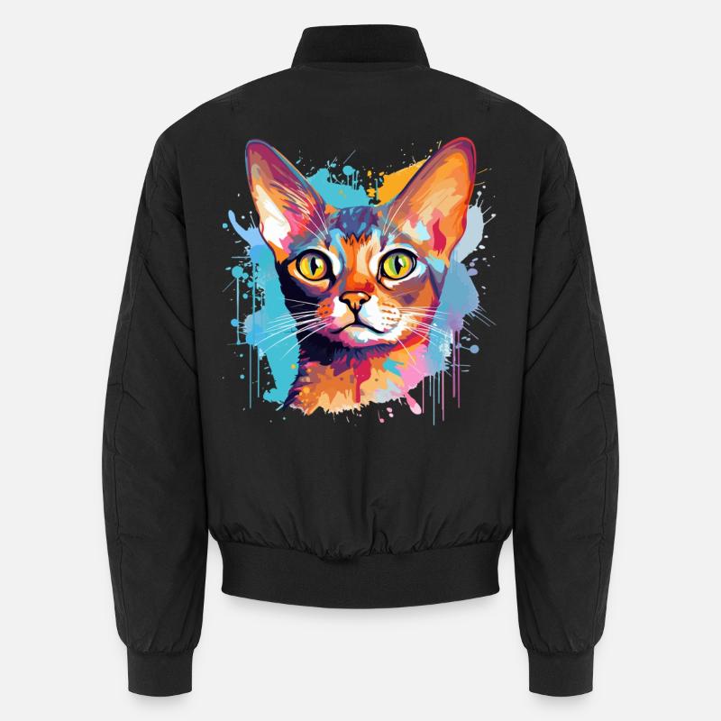 Abyssinian Cat Face Colorful Splash Art Unisex Bomber Jacket