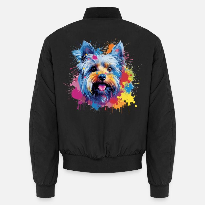 Yorkshire Terrier Hund Bunte Spritzkunst Unisex Bomberjacke