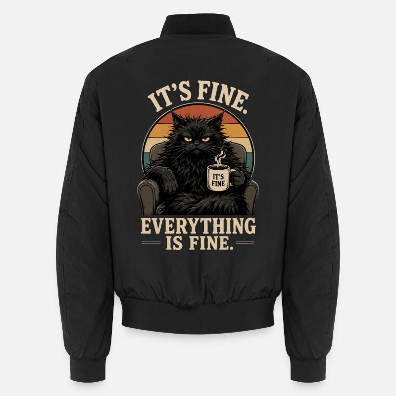 Everything is fine: hangover coffee - Unisex Bomber Jacket - black