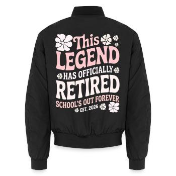 teacher Retirement Gifts for Teachers Retirement - Unisex Bomber Jacket - black - Back - AI Model Male 185 light (185cm)