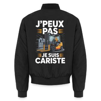 T-Shirt Humour Cariste En Action Cadeau Collègue  - Bomber unisexe - noir - Dos - AI Model Male 185 light (185cm)