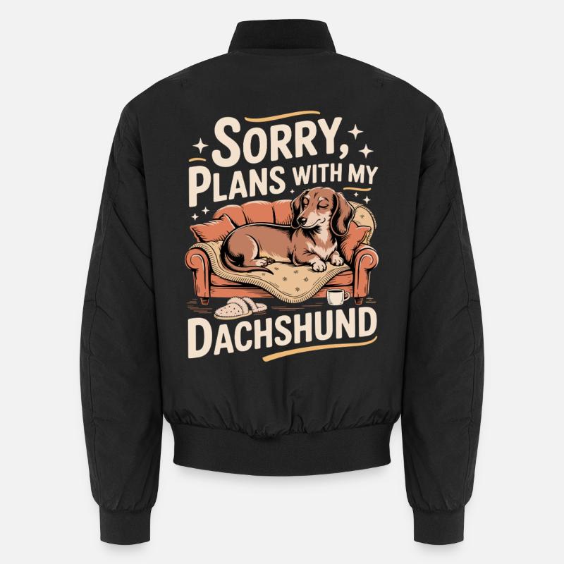 Dachshunds instead of plans - Unisex Bomber Jacket - black