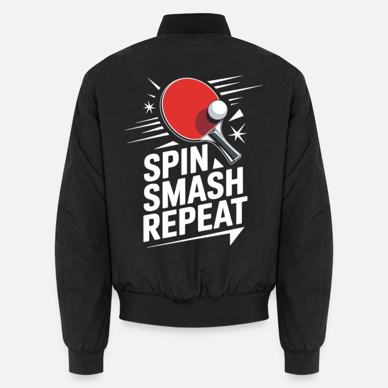 Chemise de ping-pong avec raquette – Spin Smash Repeat Bomber unisexe