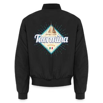 Taormina in Sizilien Italien Retro Segelschiff - Unisex Bomberjacke - Schwarz - Hinten - AI Model Male 185 light (185cm)