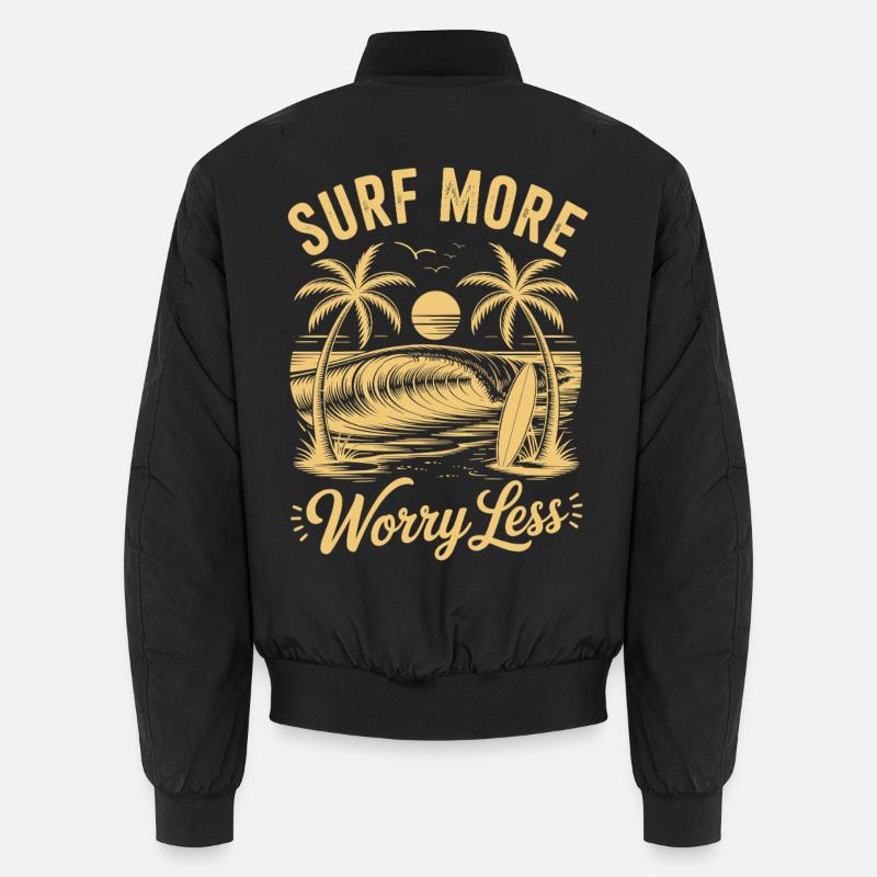 Surf More Worry Less Summer Holiday Waves Unisex Bomber Jacket