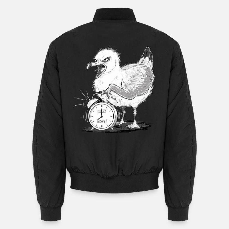 Seagull Alarm Clock Morning Grouch Funny Unisex Bomber Jacket