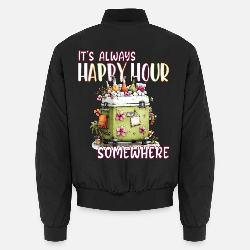 Happy Hour Somewhere - Unisex Bomber Jacket - black