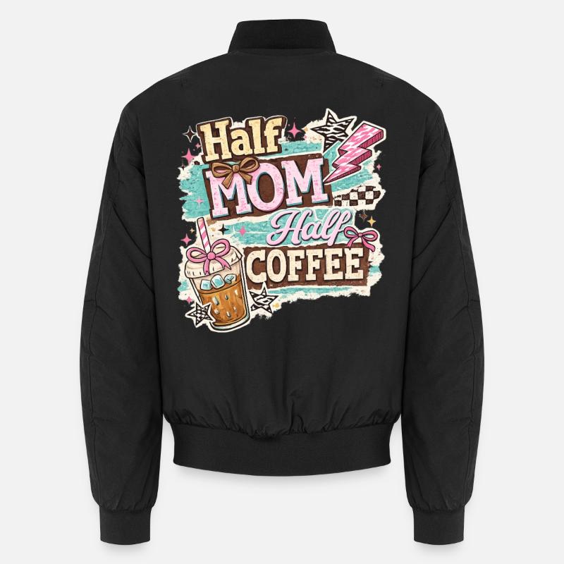 Humor-Café – Halb Mama, halb Kaffee, Eiskaffee, Unisex Bomberjacke