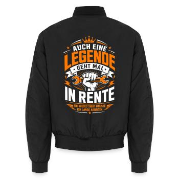 Legende geht in Rente – Werkzeug - Unisex Bomberjacke - Schwarz - Hinten - AI Model Male 185 light (185cm)