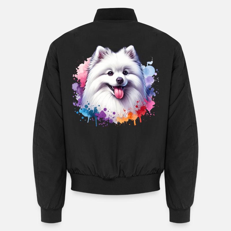 Spitz Pomeranian Motif - Unisex Bomber Jacket - black