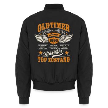 Oldtimer Juni 1996 | Geburtstag Geschenk - Unisex Bomberjacke - Schwarz - Hinten - AI Model Male 185 light (185cm)