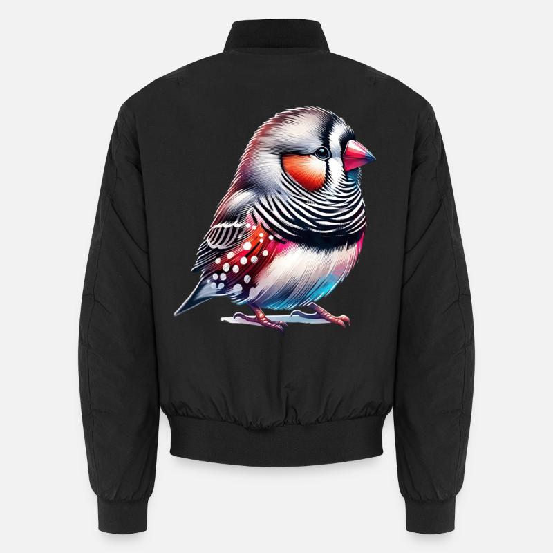 Zebra Finch Motif - Unisex Bomber Jacket - black