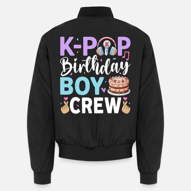 K-Pop Birthday Boy Crew - Unisex Bomber Jacket - black