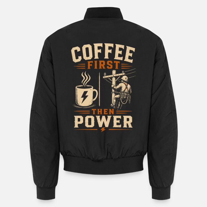 Power Line Coffee Electrician Technology Unisex Bomber Jacket