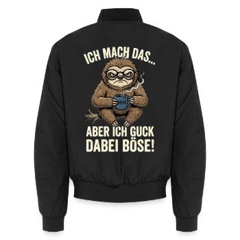 Faultier Böser Blick Kaffee - Unisex Bomberjacke - Schwarz - Hinten - AI Model Male 185 light (185cm)