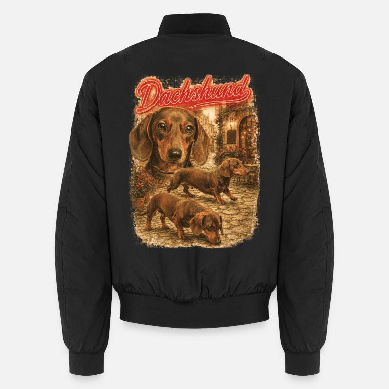 Dachshund Bootleg Retro Dog Unisex Bomber Jacket